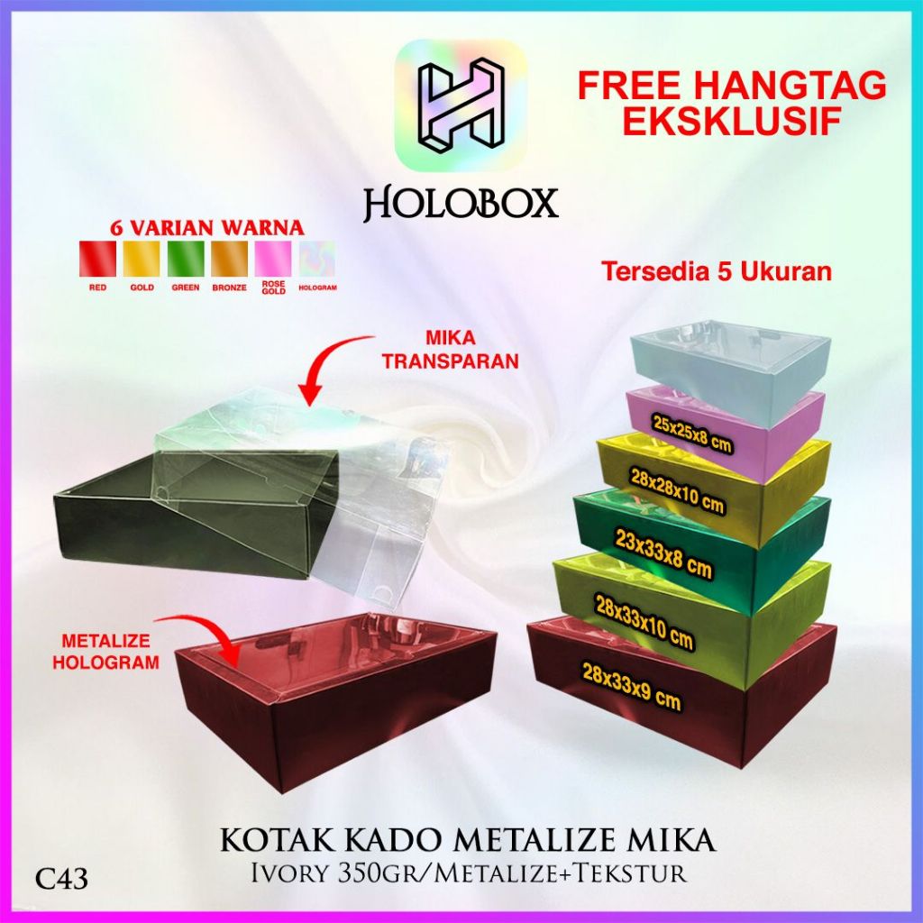 

Kotak kado mika - box hologram tutup mika - kotak kado metalize -C43