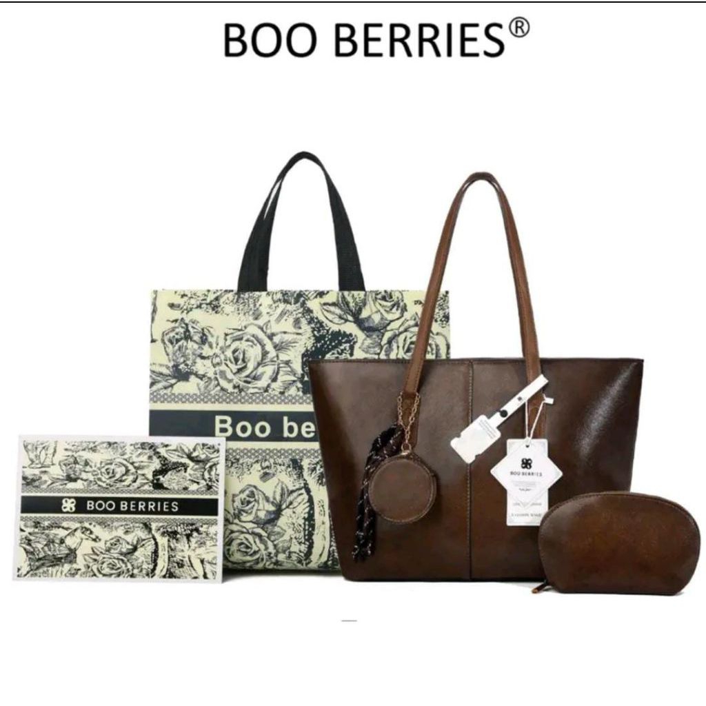 Tas Tote Boo berries original muat laptop free 2 pouch