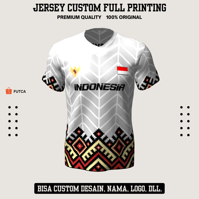 Kaos Jersey Futsal Abu Motif Batik 80 - Jersey Baju Olahraga Full Printing