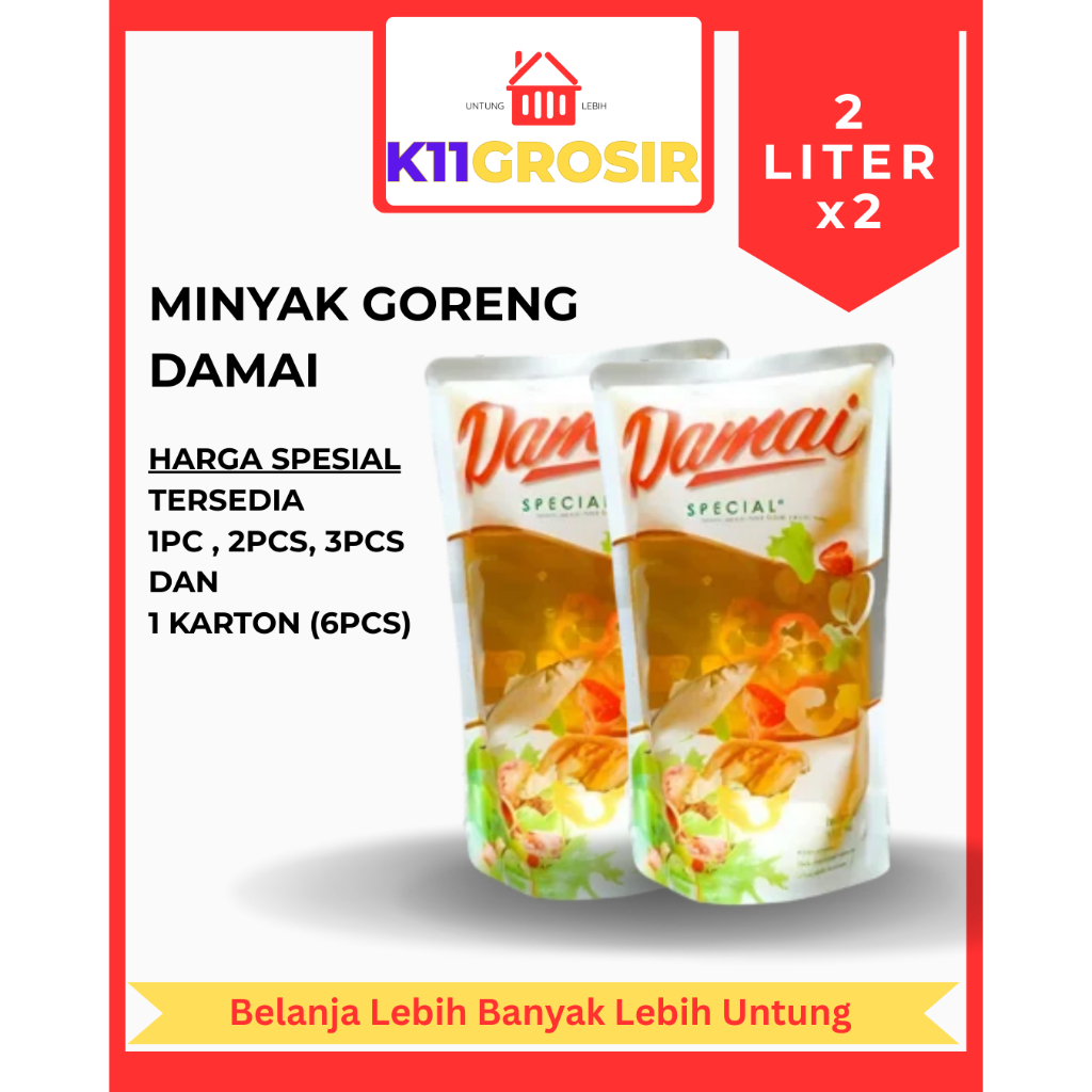 

Minyak Goreng 2 Liter 2PCS Merk Damai Grosir dan Eceran