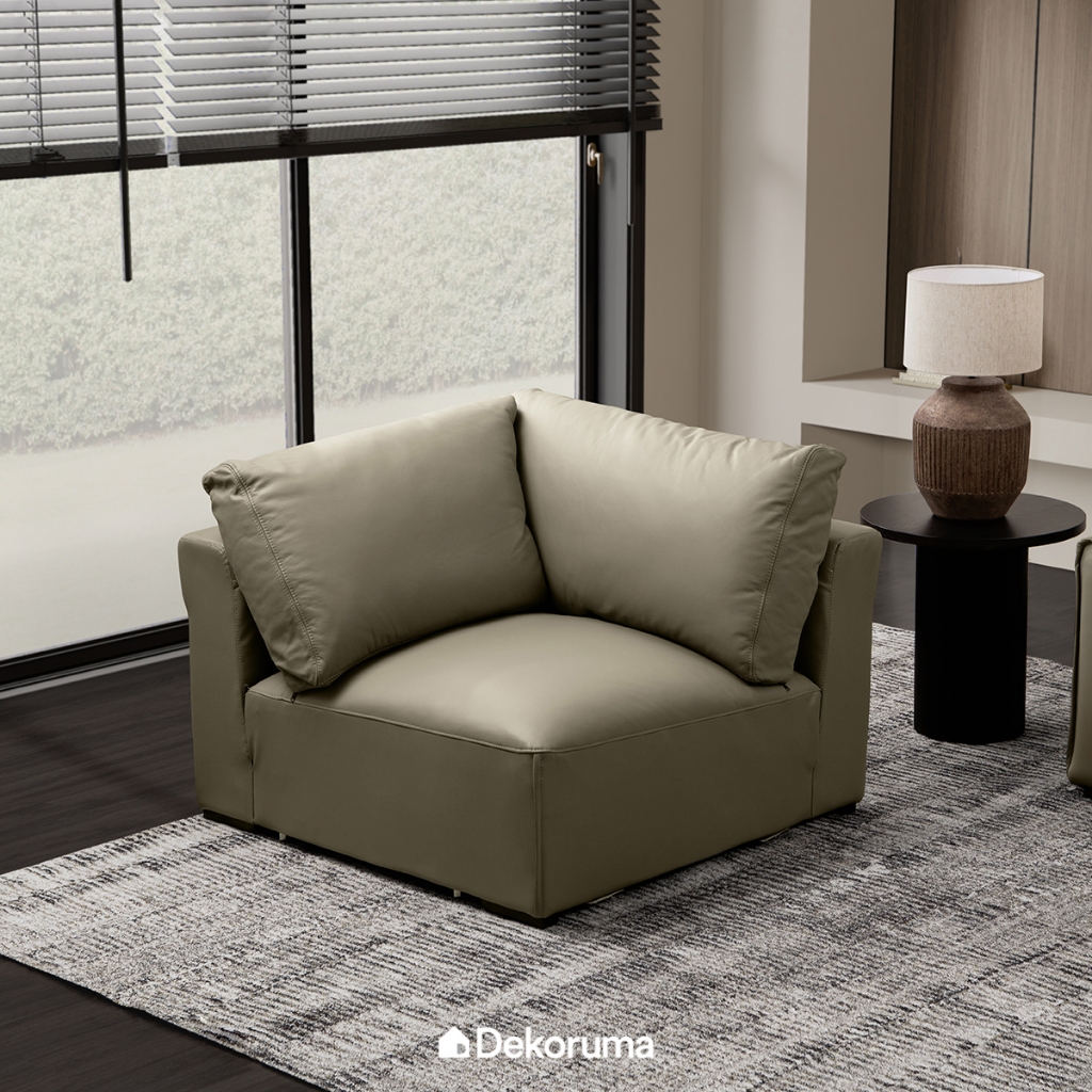 Dekoruma Tenzo WEGNER Sofa Sudut 1 Seater Genuine Leather / Sofa Kulit Minimalis Ruang Tamu - Taupe