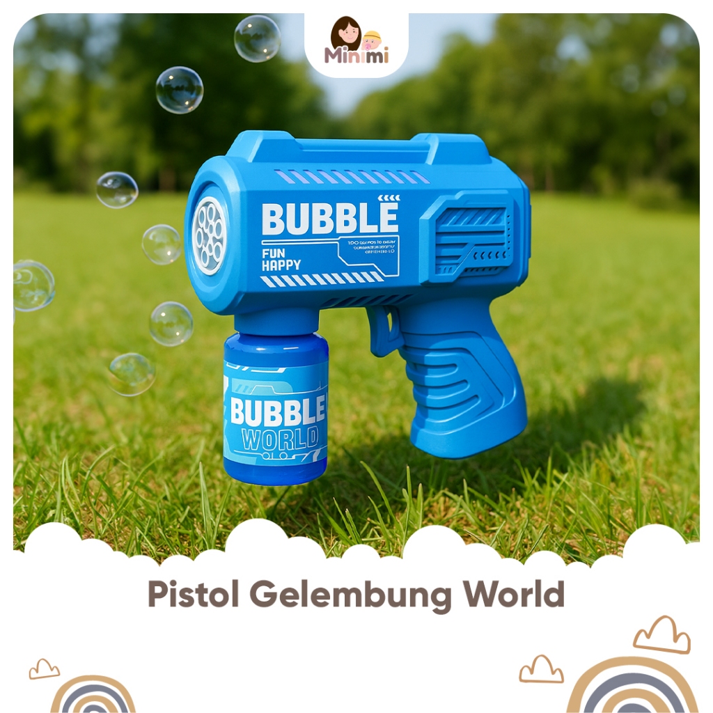 MINIMI Mainan Gelembung Pistol Bubble Sabun Otomatis Anak Besar Tembakan Balon