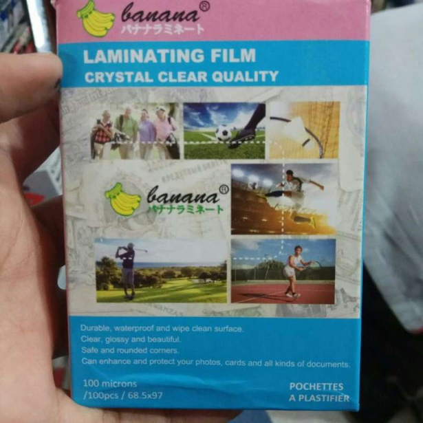 

Plastik Laminating Merk Banana Ukuran KTP 100 Micron ( 1 Pak Isi 100 Pcs ) ( Tipis )