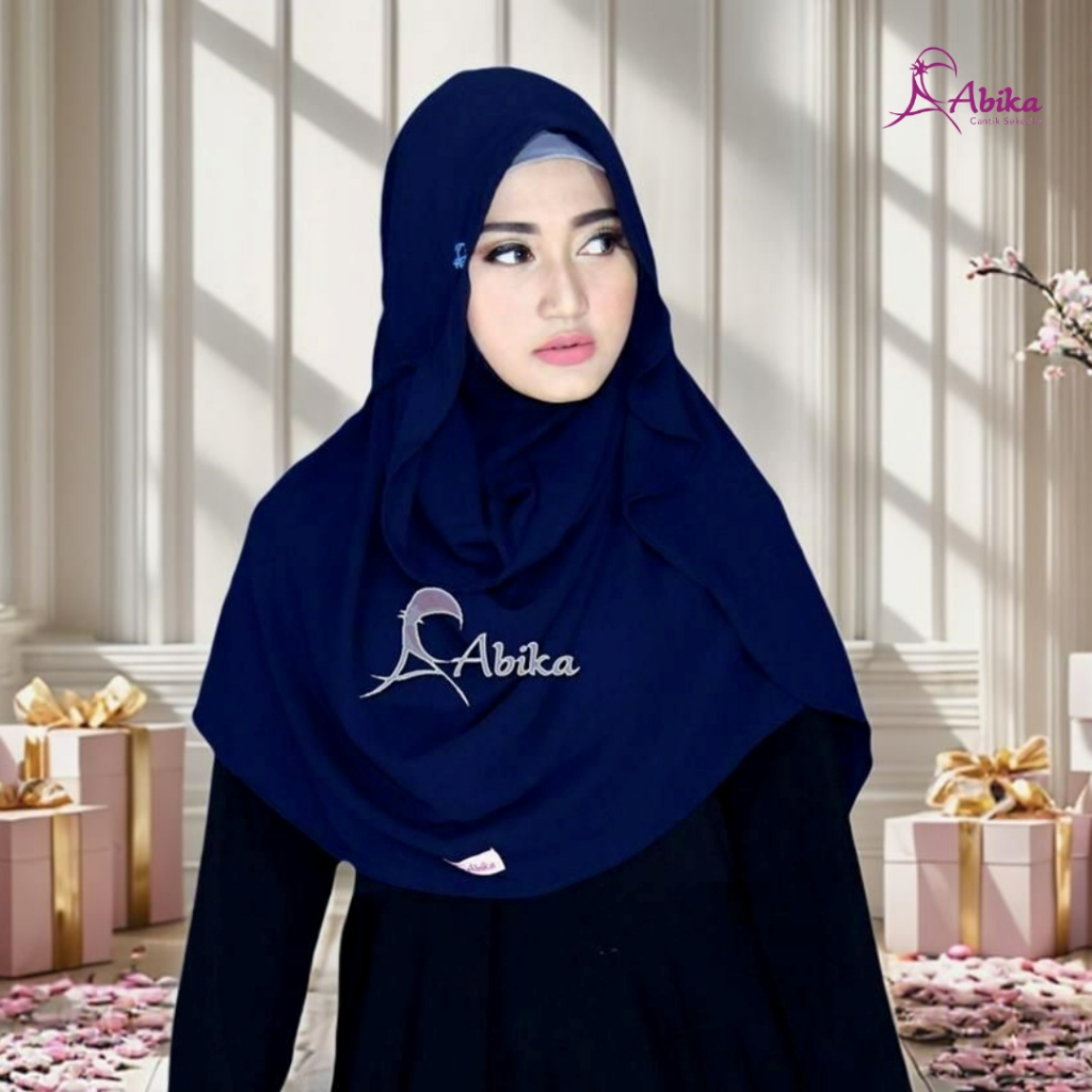 Serba Hijab Pasmina Instan Abika Pastan Cheryl AB 121 Navy BUBBLE CREPE Premium