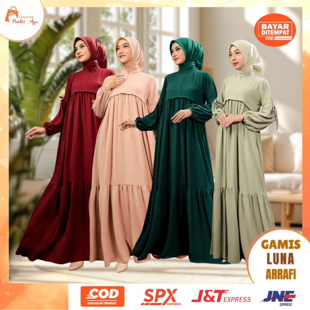 Promo Terbatas Gamis cantik Luna dress Arrafi | LUNA DRESS By AR  Ori Terbaru ️Gamis Air Flow Premiu