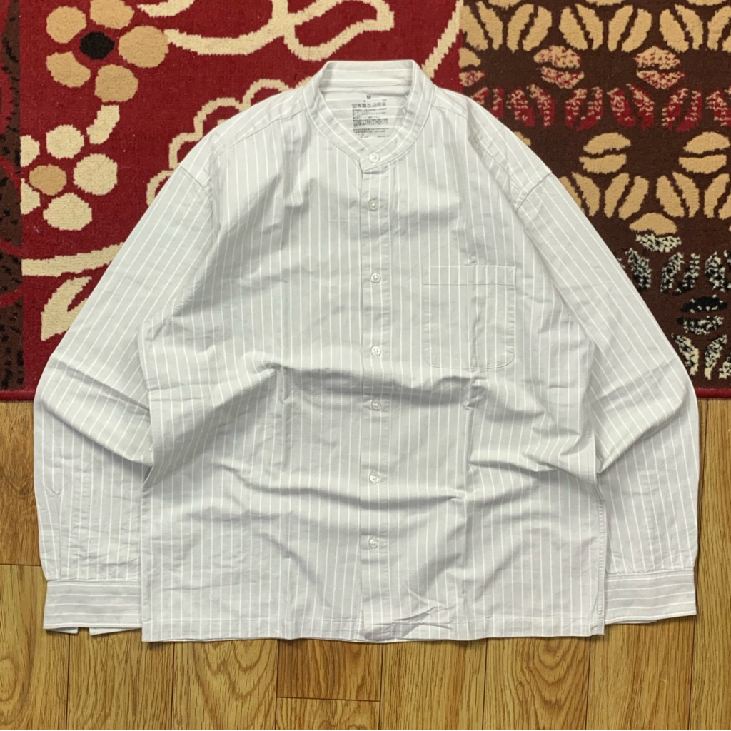 MUJI JAPAN SHIRT SIZE L | SHIRT MUJI JAPAN STRIPE | STRIPE SHIRT MUJI JAPAN | KEMEJA SANGHAI MUJI JA