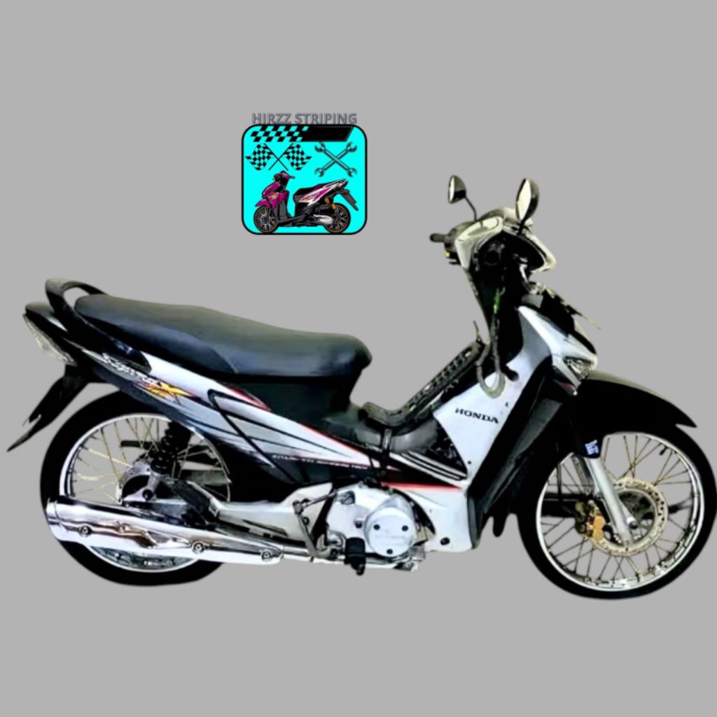 Striping Lis Les Body Motor Honda Supra x D 125 2005 Hitam silver