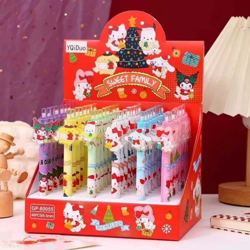 

( 6 Pcs ) Pulpen Anak Karakter Sanrio Natal / Pena Cair Sekolah / Pena Klip Anak Sekolahan