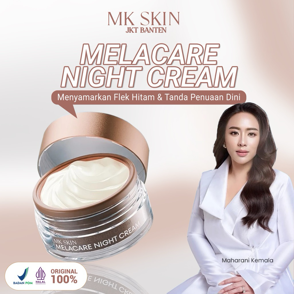 [READY] MK SKIN NIGHT CREAM MELACARE MEMBANTU MENGATASI FLEK/MELASMA NIACINAMIDE CYSTEAMINE