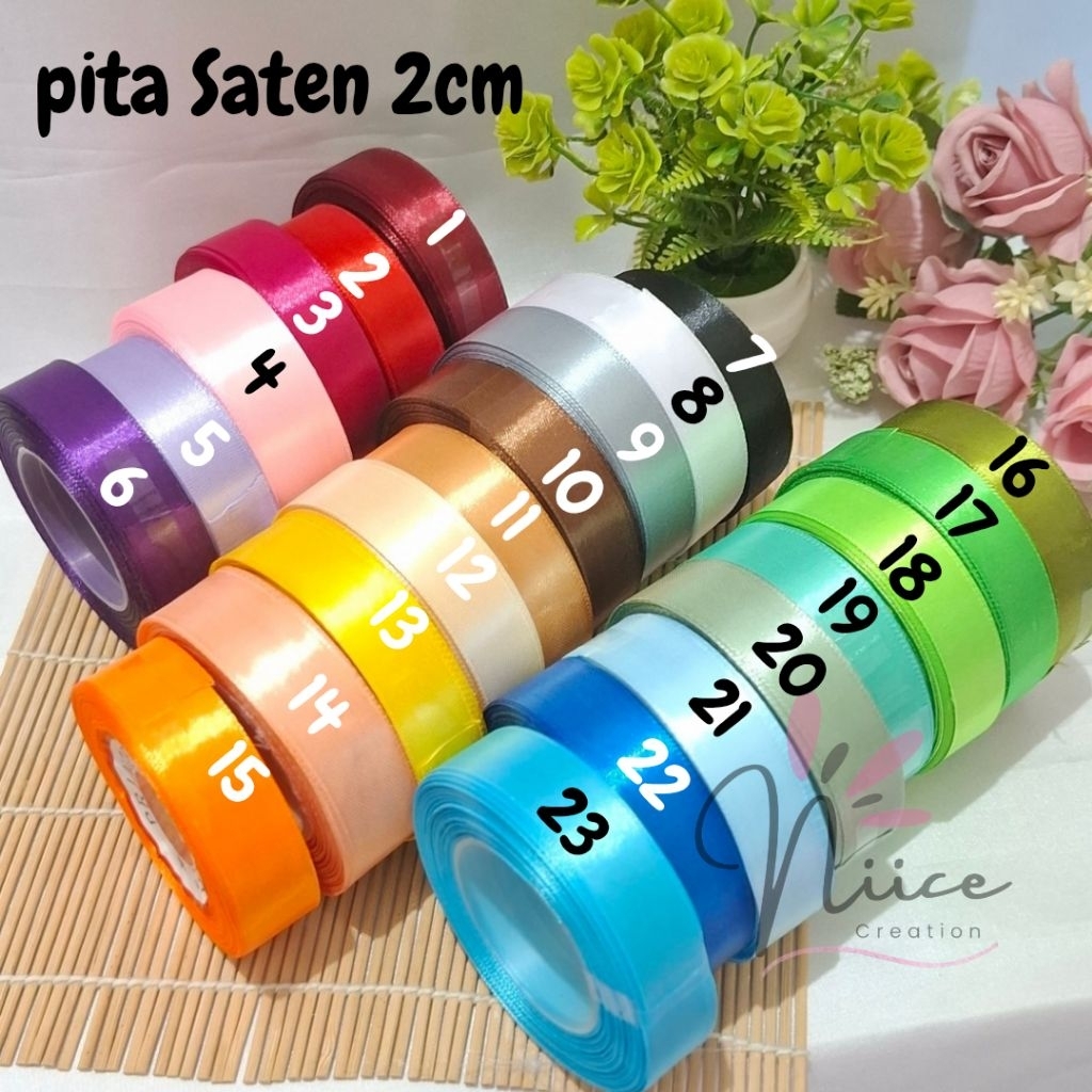 

pita saten 2cm | pita saten 1 rol | pita saten | PITA SATIN | Bahan craft
