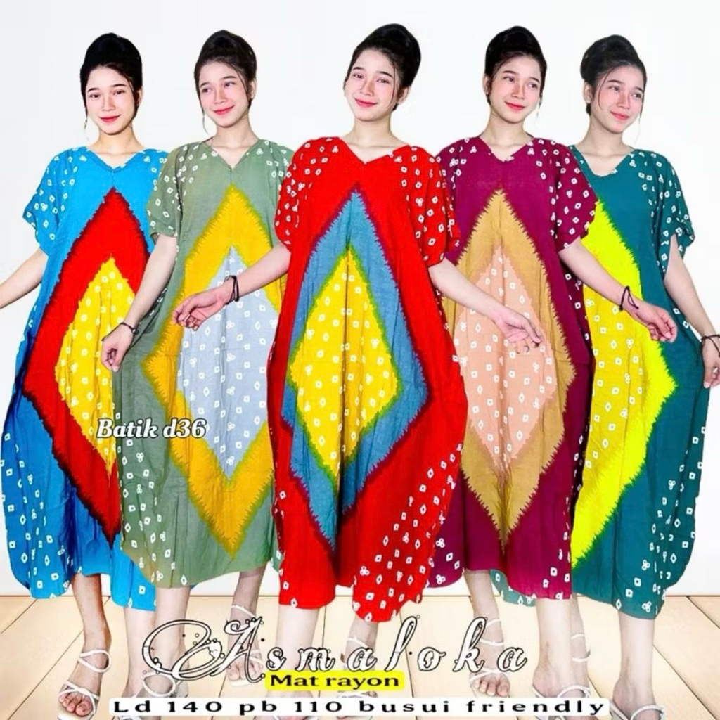(Batik D36) Daster Jumbo Asmaloka Ld 140 Rayon Premium - Baju Tidur Homedress Wanita Nyaman