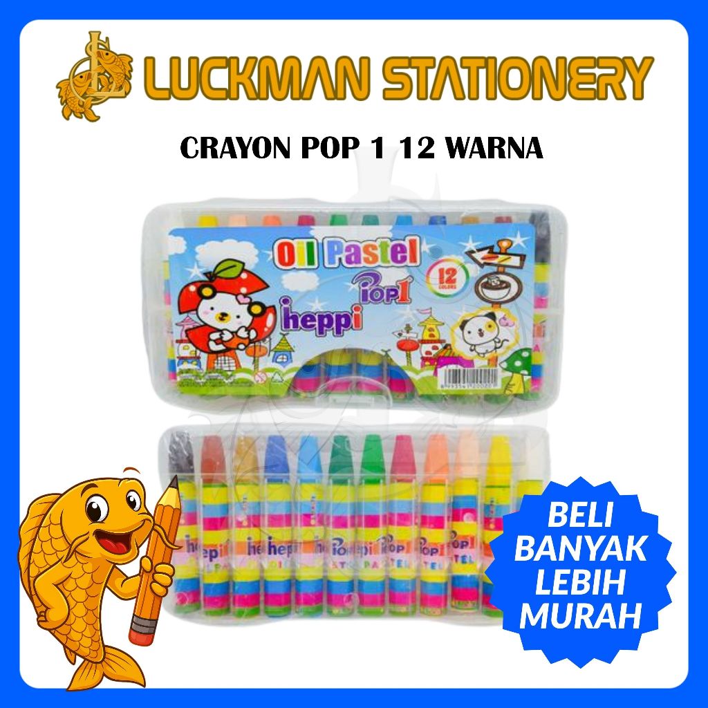 

POP1 CRAYON 12 WARNA - OIL PASTEL HEPPI POP 1 - KRAYON MINYAK 12 WARNA