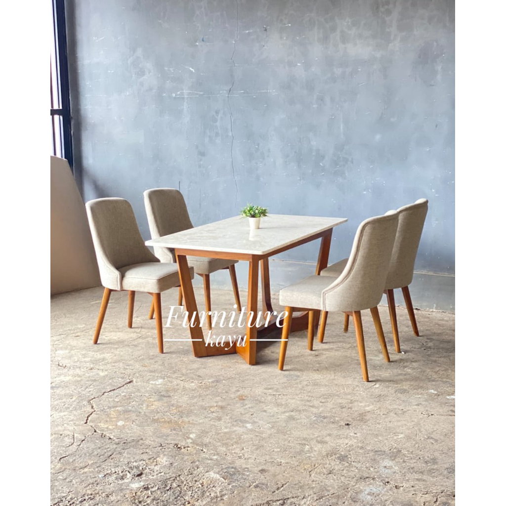 meja makan minimalis kayu jati, meja makan marmer asli, meja makan murah kayu jati