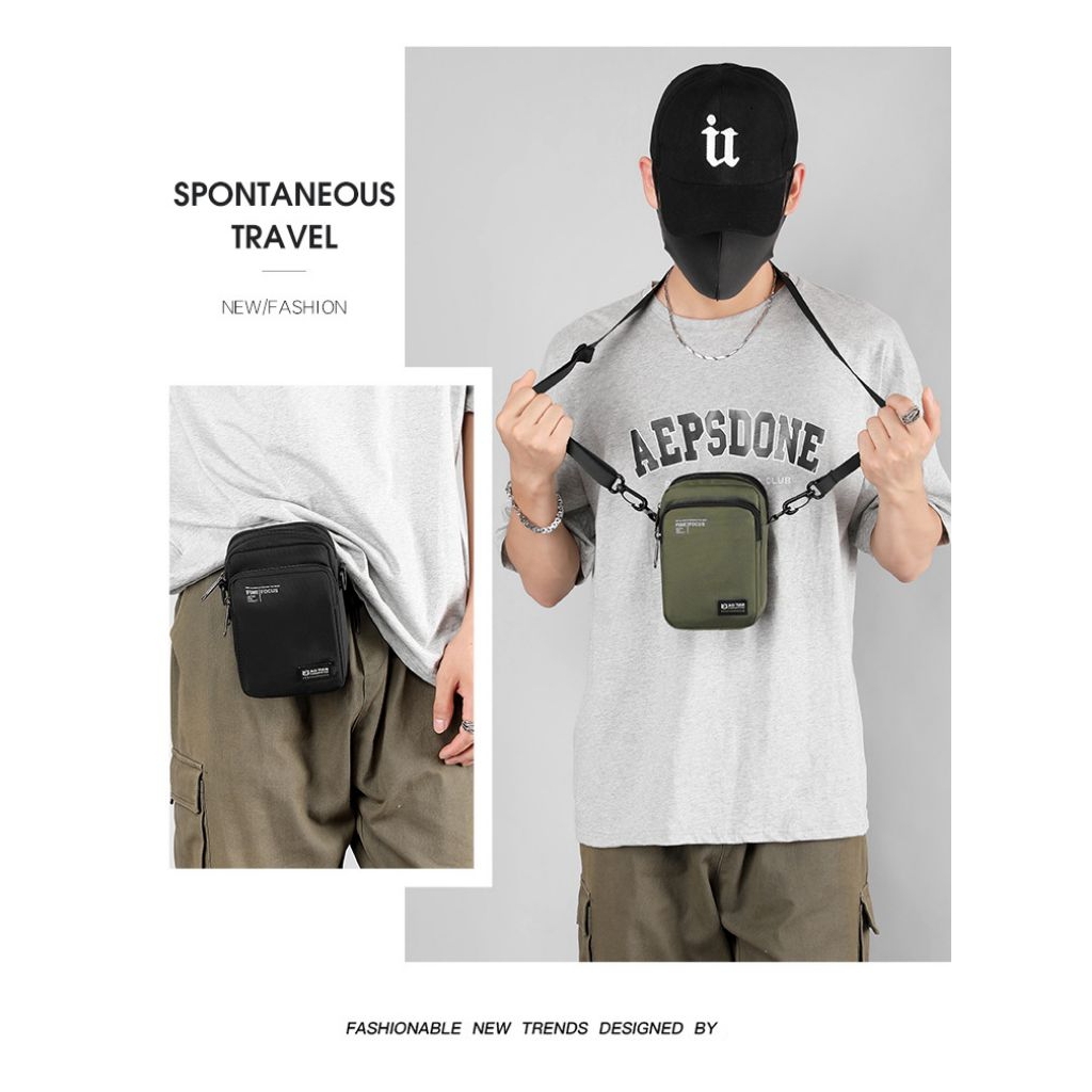 Tas Selempang Cowok Uk Kecil Bahan Parasut Waterproof Terbaru