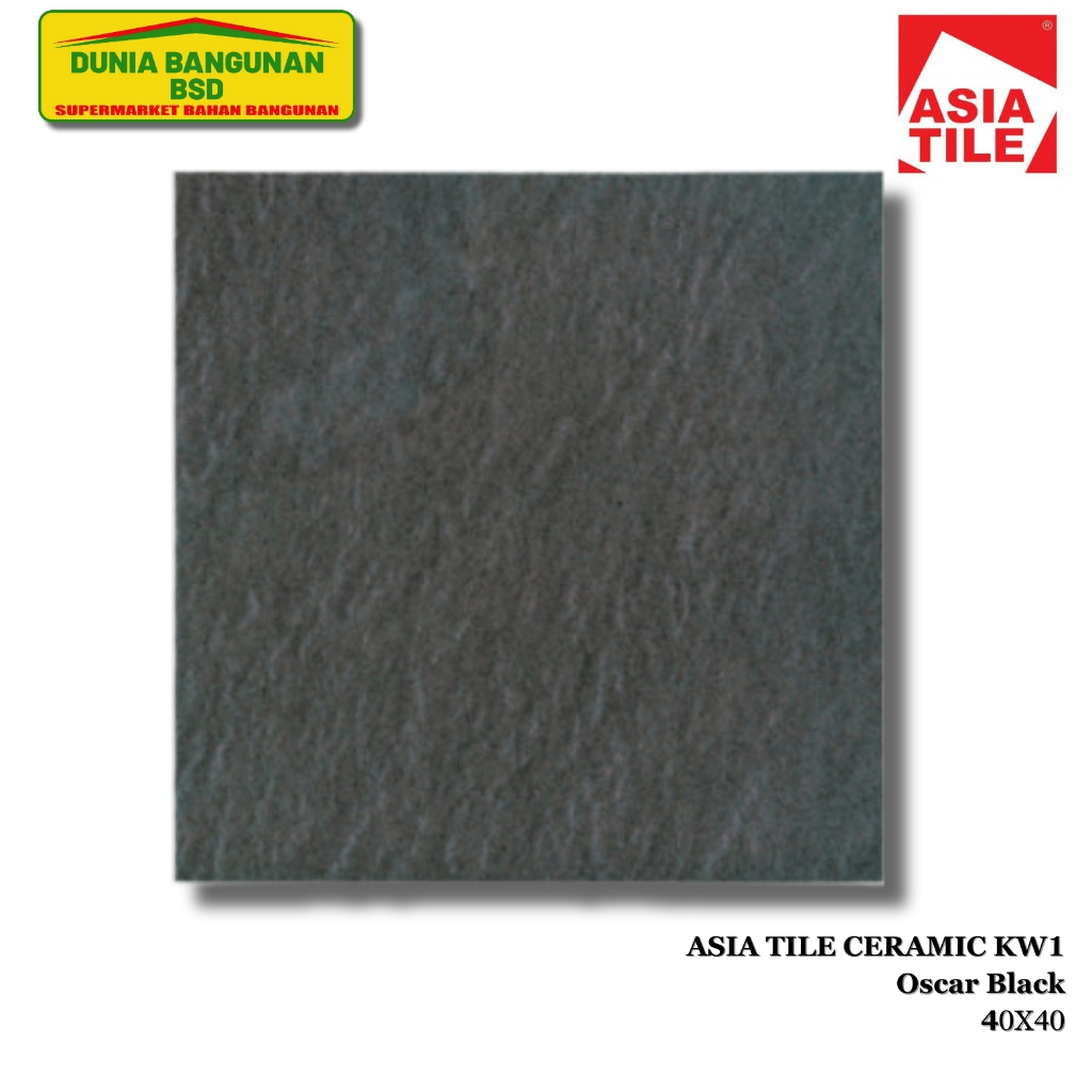 ASIA TILE OSCAR BLACK KW1 Keramik Lantai Anti Slip 40x40 Hitam / Keramik Kasar Hitam / Keramik Teras