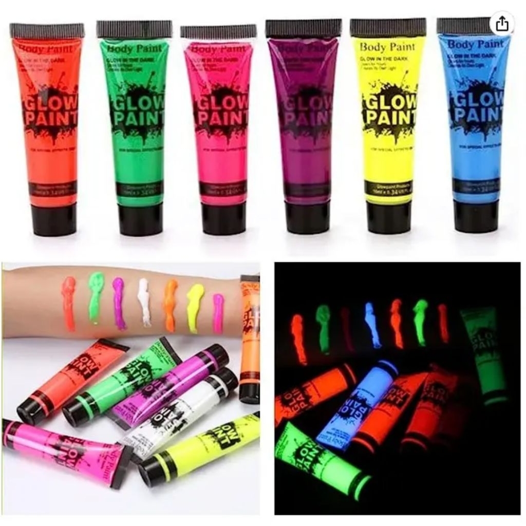 

6PCS 25ml tube 6 Color Face Painting Make Up Glow In The Dark Body Painting 25ml Painting Cat Wajah Fluorescent Body Paint