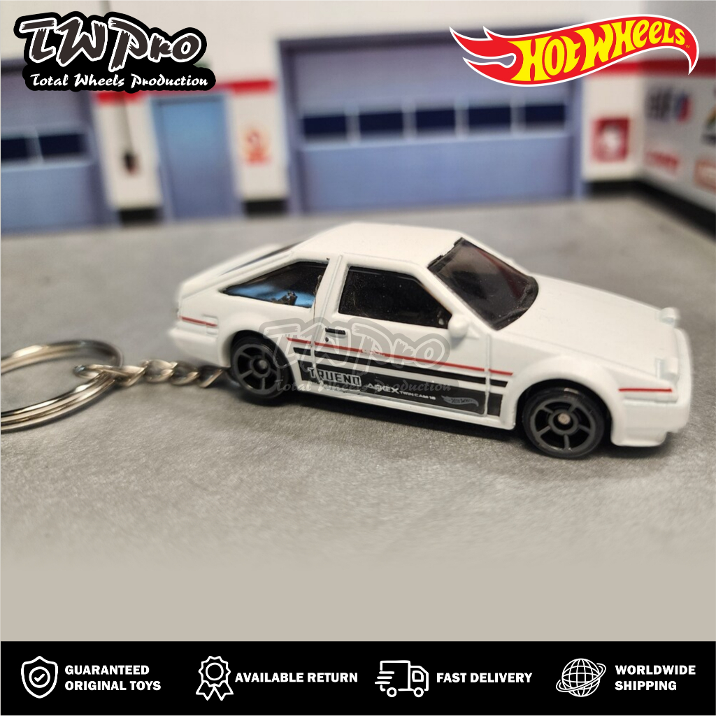 GANTUNGAN KUNCI HOT WHEELS Toyota AE86 Sprinter Trueno - WHITE - PUTIH - KEYRING - KEYCHAIN - CUSTOM