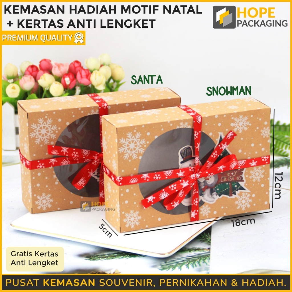 

Kotak Kraft Paper Box Natal + Kertas Anti Lengket / Kotak Kue Natal / Bingkisan Natal / Box Natal / Box Hampers Xmas