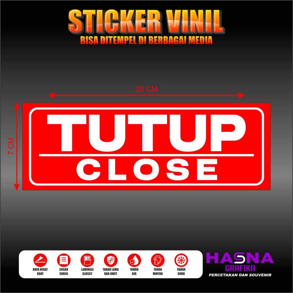 

STICKER VINIL / TUTUP CLOSE