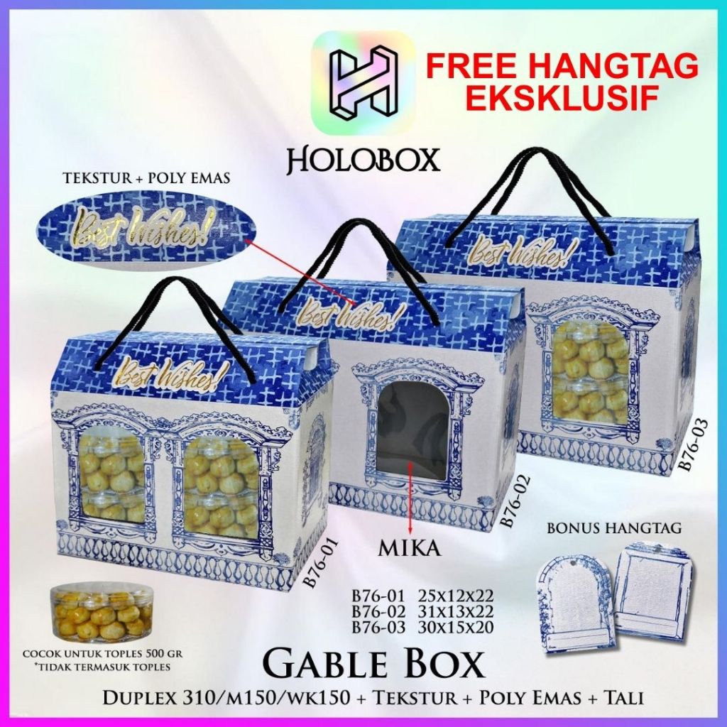 

Kotak/Box/Dus/Hampers/Kue/Packaging/Gable/Serbaguna/B76