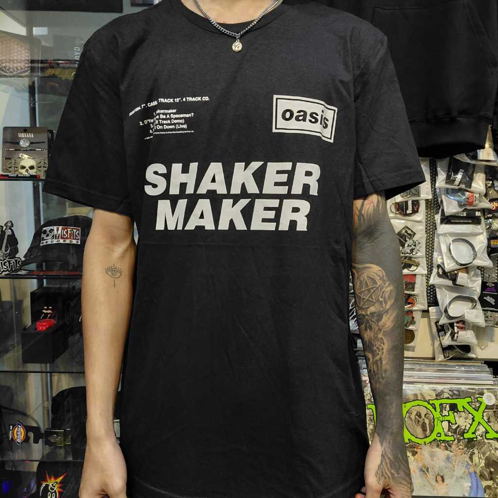 T Shirt Band Official OASIS - SHAKERMAKER TRACKLISTING Original