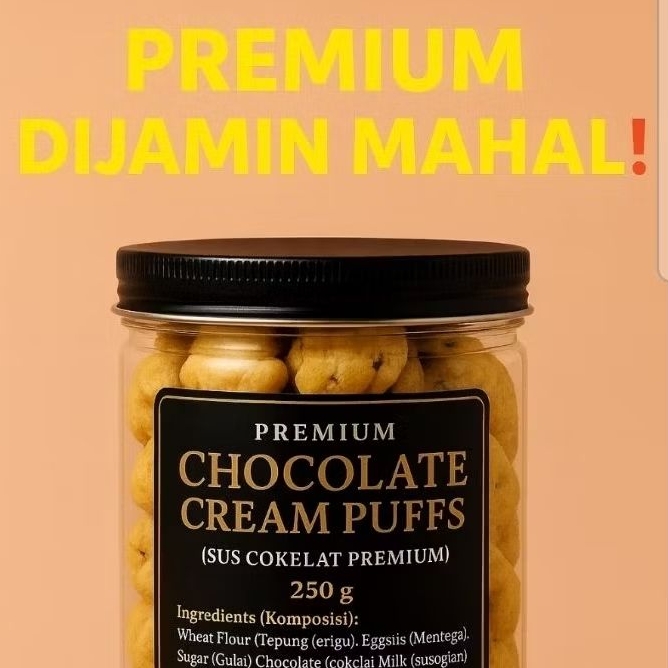 

Premium Chocolate Cream Puffs Toples 250g – Sus Cokelat Premium Renyah & Lumer-Nyak Gue Oleh Oleh Jakarta
