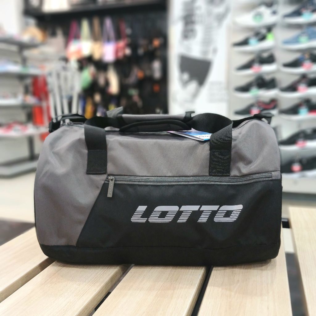 Tas Duffel  - LOTTO Edga Gym Bag - Black Grey [LOTTB250621G] - Original