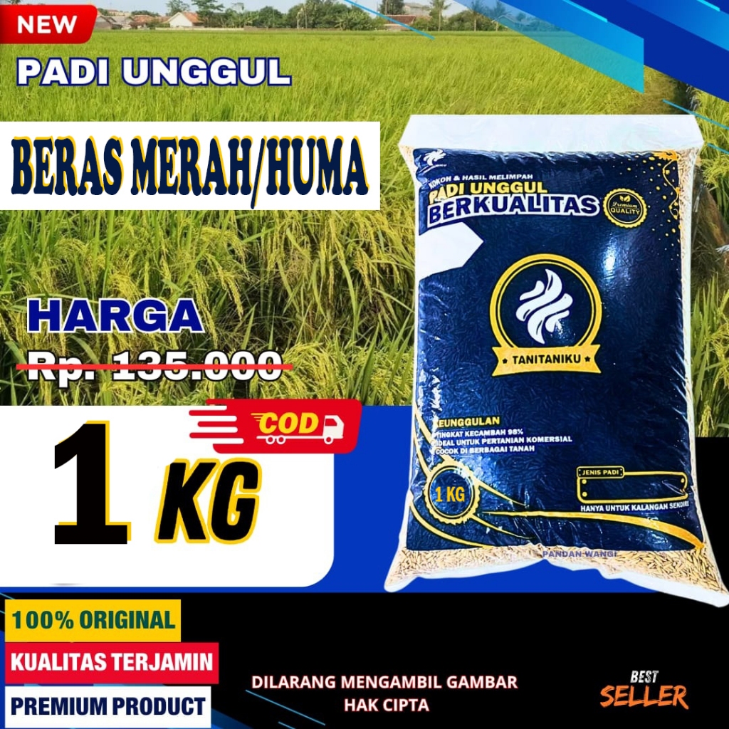 Bibit Padi Unggul Beras Merah Huma 1kg