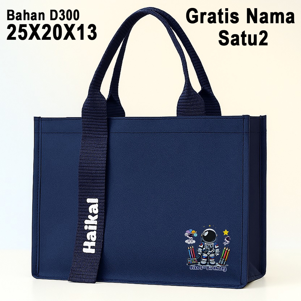 

Tas Snack Ulang Tahun Anak Jinjing Custom Nama Astronot Bahan D300