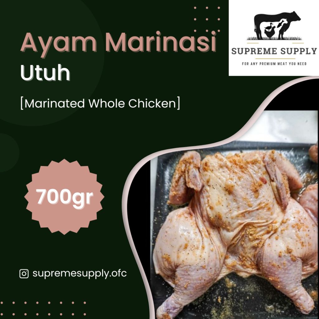 

PREMIUM Ayam Marinasi Utuh 700 gr | Fresh Halal Organic Indonesian Marinated Whole Chicken Segar Frozen