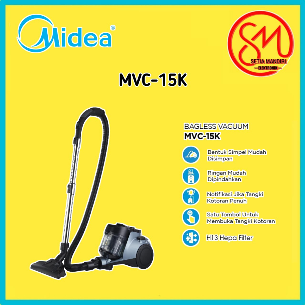 MIDEA Vacuum Cleaner MVC-15K (Bagless HEPA13) & MVC-17M (Bagged Canister 3L) Penyedot Debu Karpet