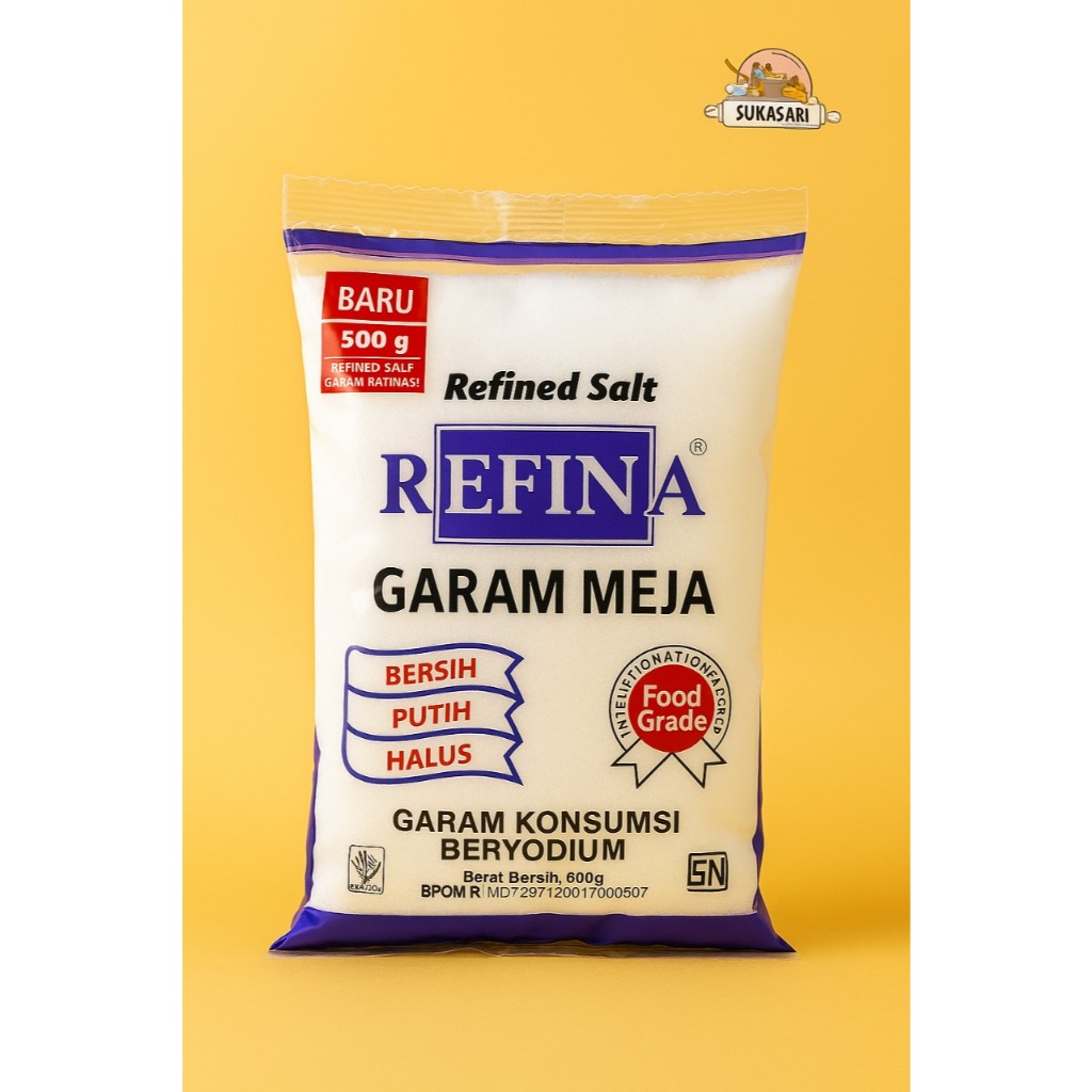 

Refina Garam Meja 500 gr / Refined Salt Bersih Putih Halus Garam Konsumsi Beryodium Food Grade