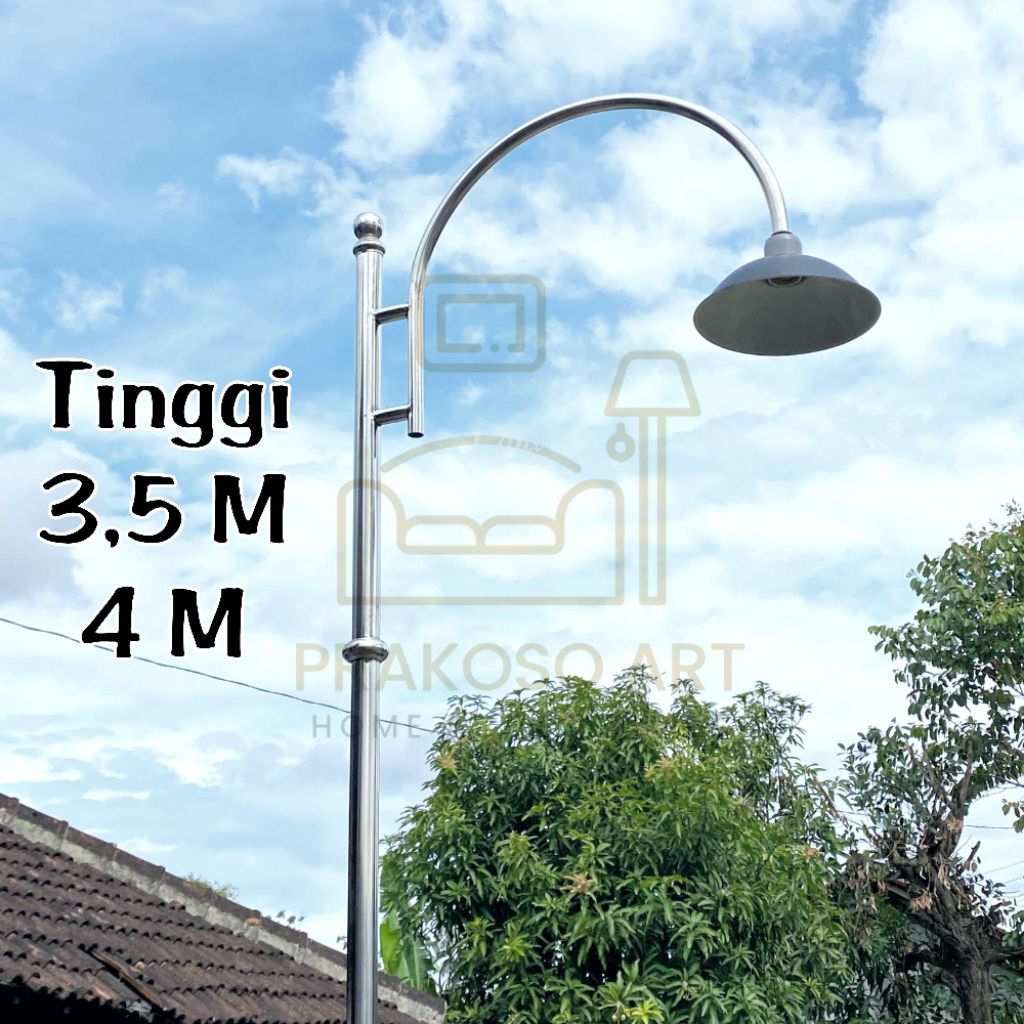 Tiang Lampu Jalan 3,5 M & 4 M Stainless Steel Tiang Lampu Outdoor Tiang Lampu Teras Penerangan Jalan