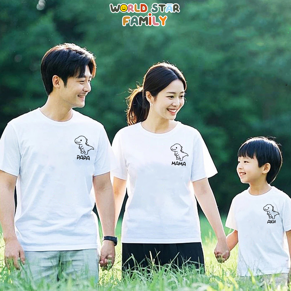 WSF Kaos Keluarga Couple DINO Lucu Baju Family Set Terbaru Bahan Premium Baju Couple Keluarga Ayah I