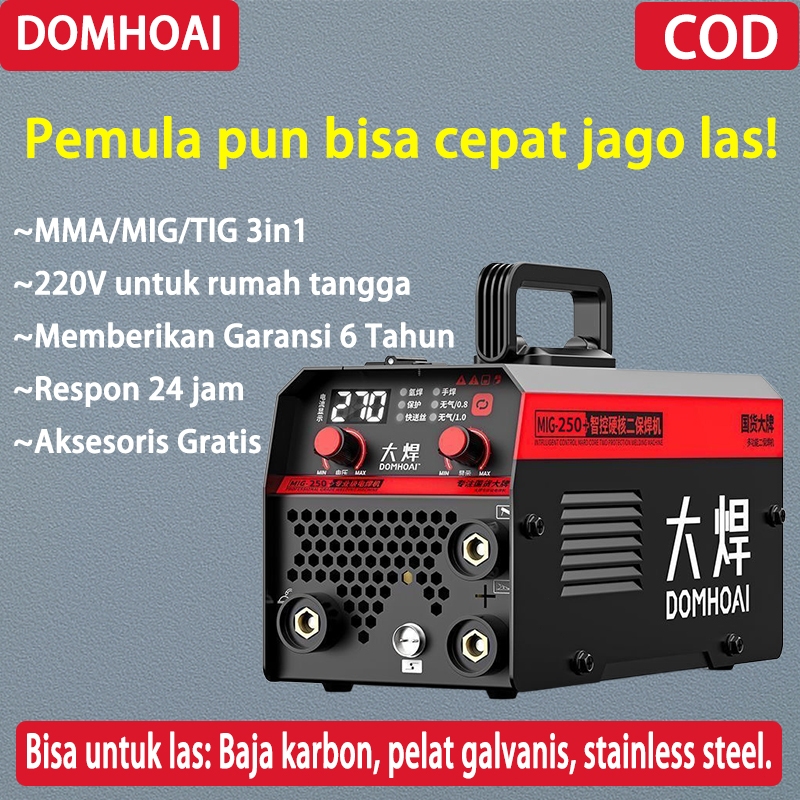 DOMHOAI Mesin Las Inverter Mesin Las Listrik Inverter Portabel IGBT Tanpa Gas MMA TIG MIG