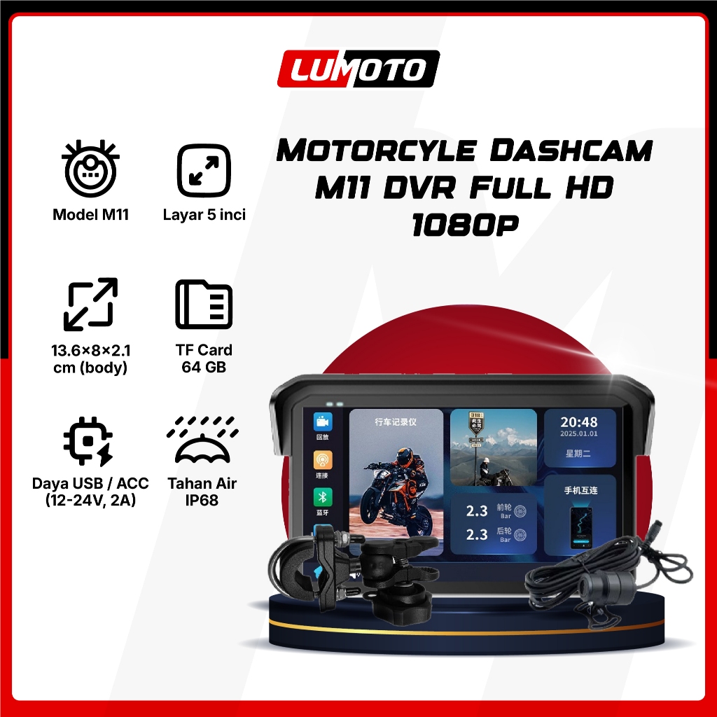 Dashcam Motor M11 Camera DVR Waterproof Motorcycle DVR Kamera Recorder Kamera Perekam Motor Dashcam 