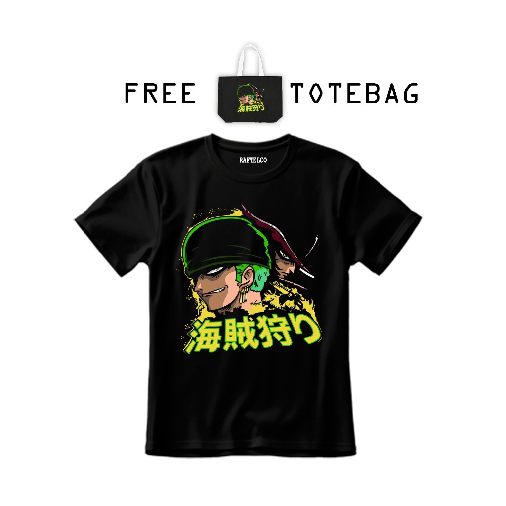 RAFTELCO - KAOS MIHAWK WITH ZORO - KAOS ONE PIECE - TSHIRT ONE PIECE - KAOS ANIME - KAOS ZORO - KAOS