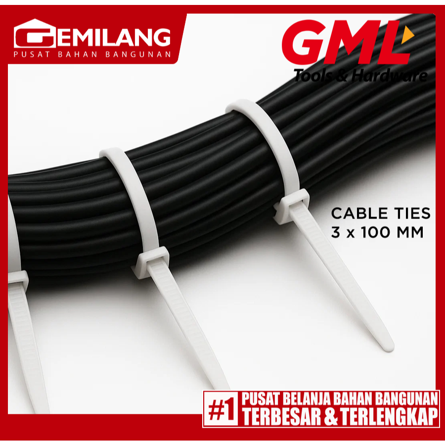 

GML CABLE TIES 3 x 100mm PUTIH GEMCT002