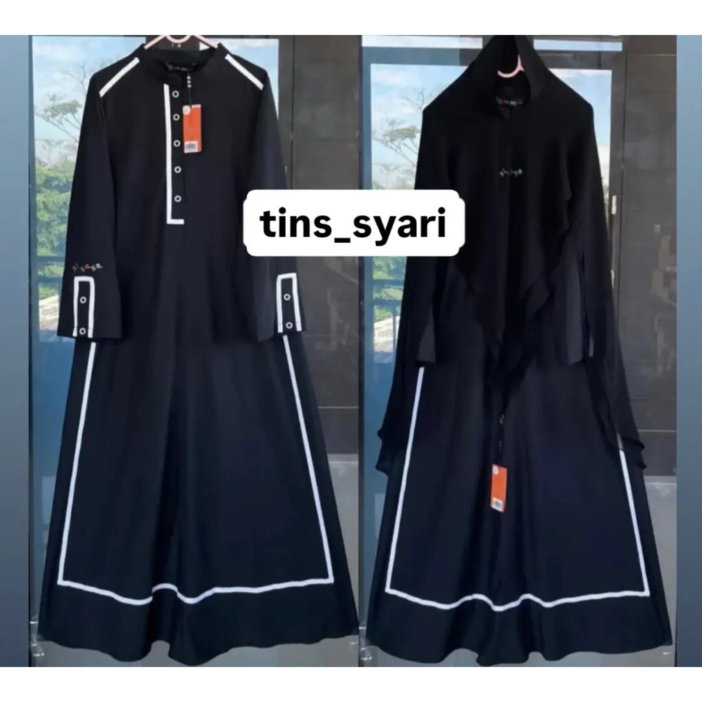[SALE] SET GAMIS & KHIMAR SISESA LIST PUTIH NEW