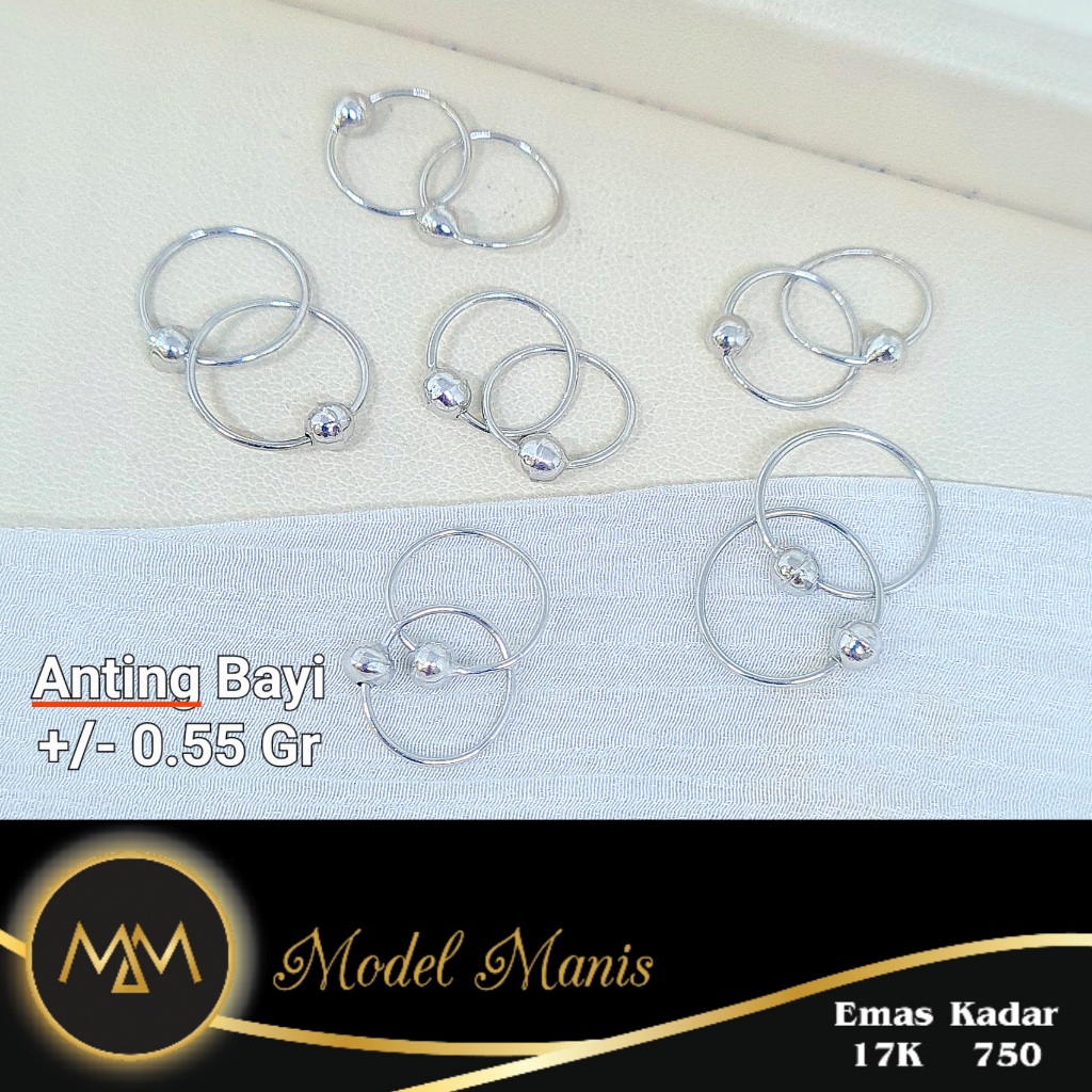 Model Manis Gold - Anting Bayi Bulat Putih - Emas 17k  750