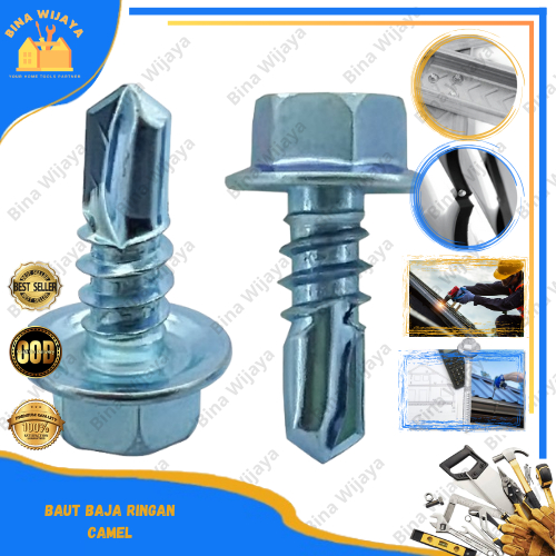 Baut Baja Ringan CAMEL 10×16 10x19 per 1 Kotak (1000 pcs) / Skrup Roofing / Rufing CAMEL