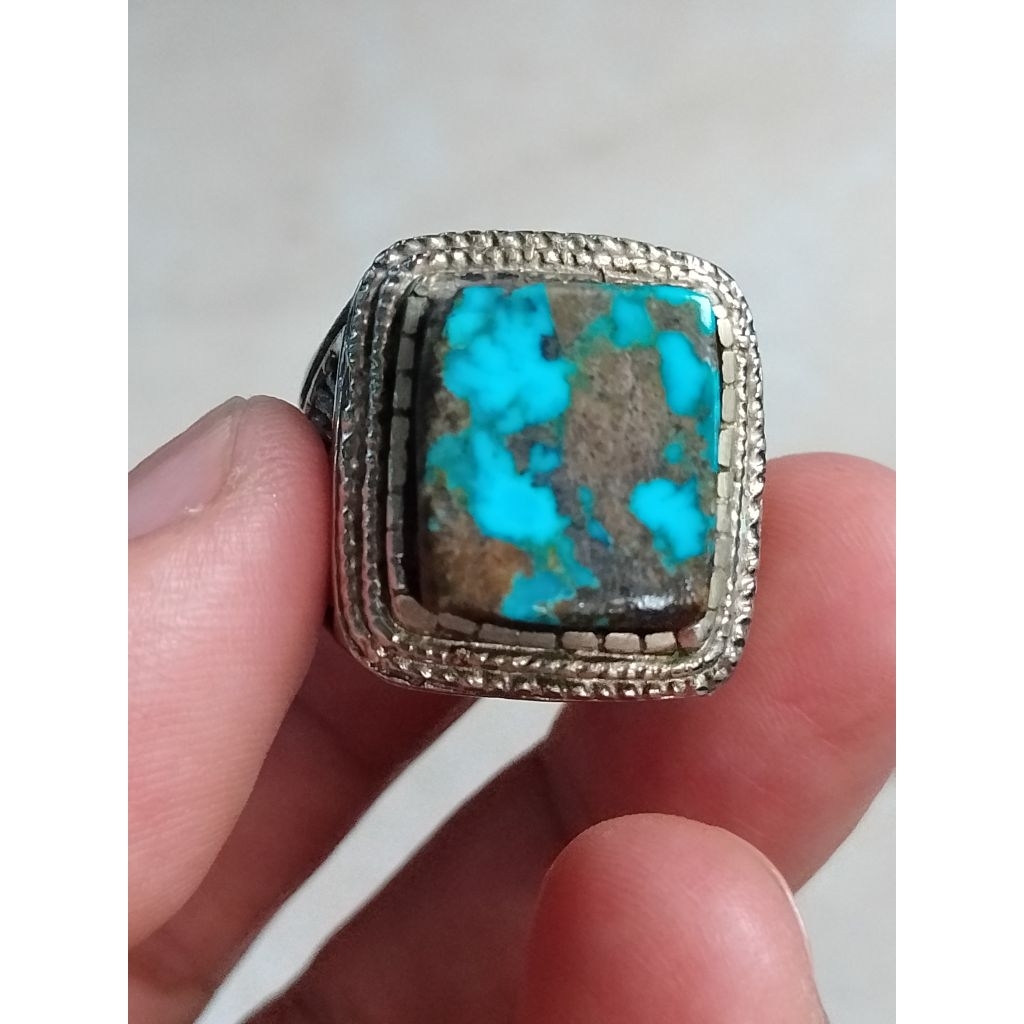 CINCIN BATU PIRUS PERSIA BIRU PANCI NATURAL ELEGANT