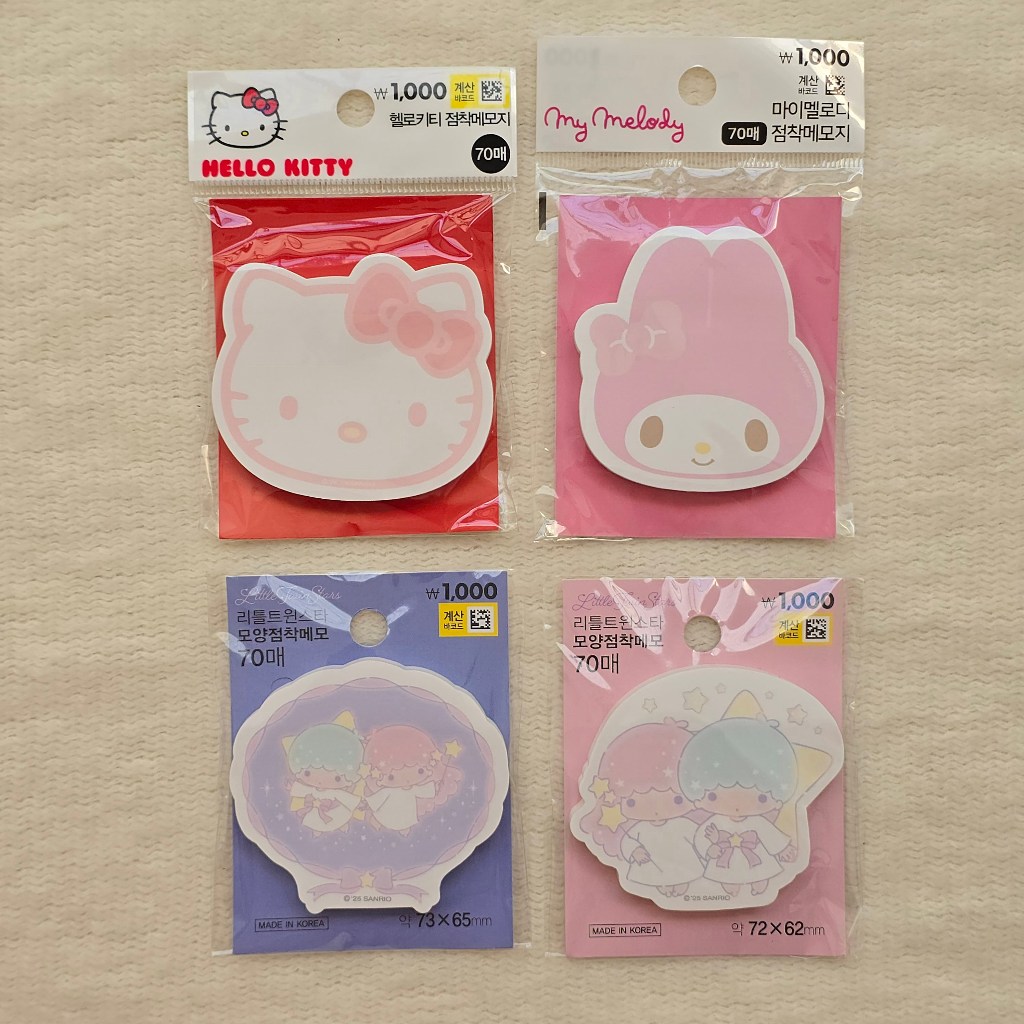 

Daiso Korea Sanrio Little Twin Star, Hello Kitty, My Melody Sticky Note