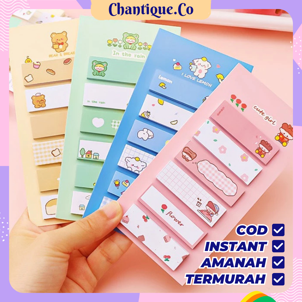 

Stationery Memo Pad Convenience Cute / Mini Memo Lucu 6 in 1 / Sticky Notes Label Karakter / Penanda Buku Memo Stick