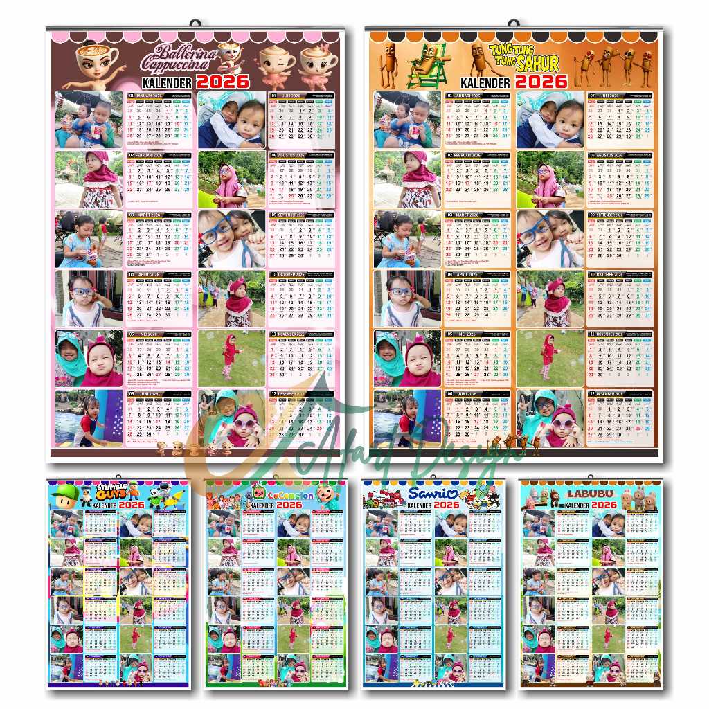 

Kalender Karakter Animasi Anak 2026 TANPA MINIMAL ORDER 12 Foto bebas pilih karakter