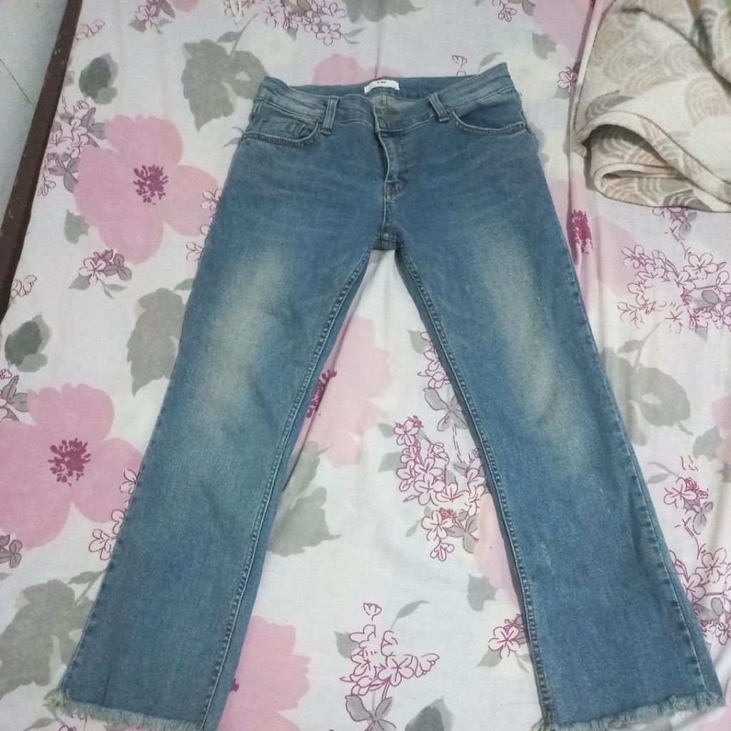 Celana Jeans Wanita Cutbray Biru Retro Prlvd