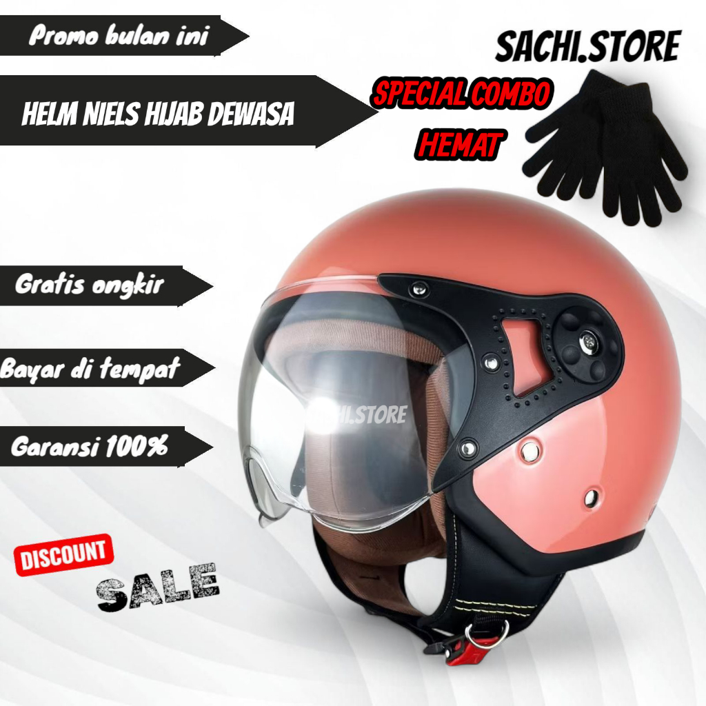 HELM BOGO NIELS HIJAB WANITA | HELM BOGO DEWASA SNI