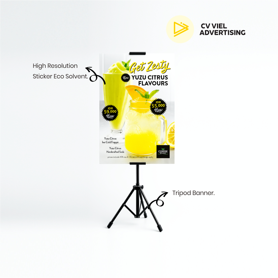 Tripod Banner 2 Sisi / Standing Banner Promosi / Tripod Stand Banner Berdiri / Tiang Banner / Tripod