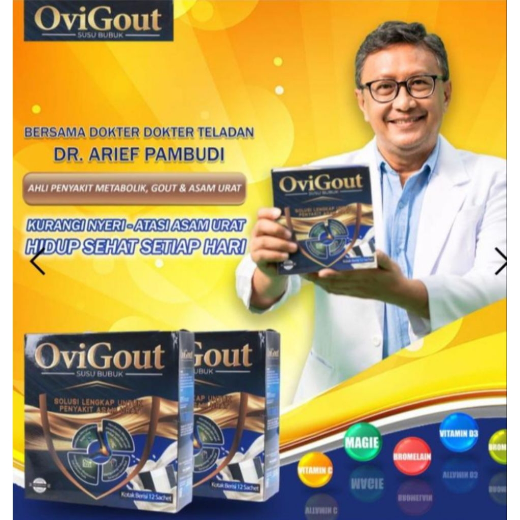 

OVIGOUT SUSU VITAMIN ASAM URAT NYERI TULANG & SENDI 1 BOX 12 SACHET ATASI OSTEOPOROSIS