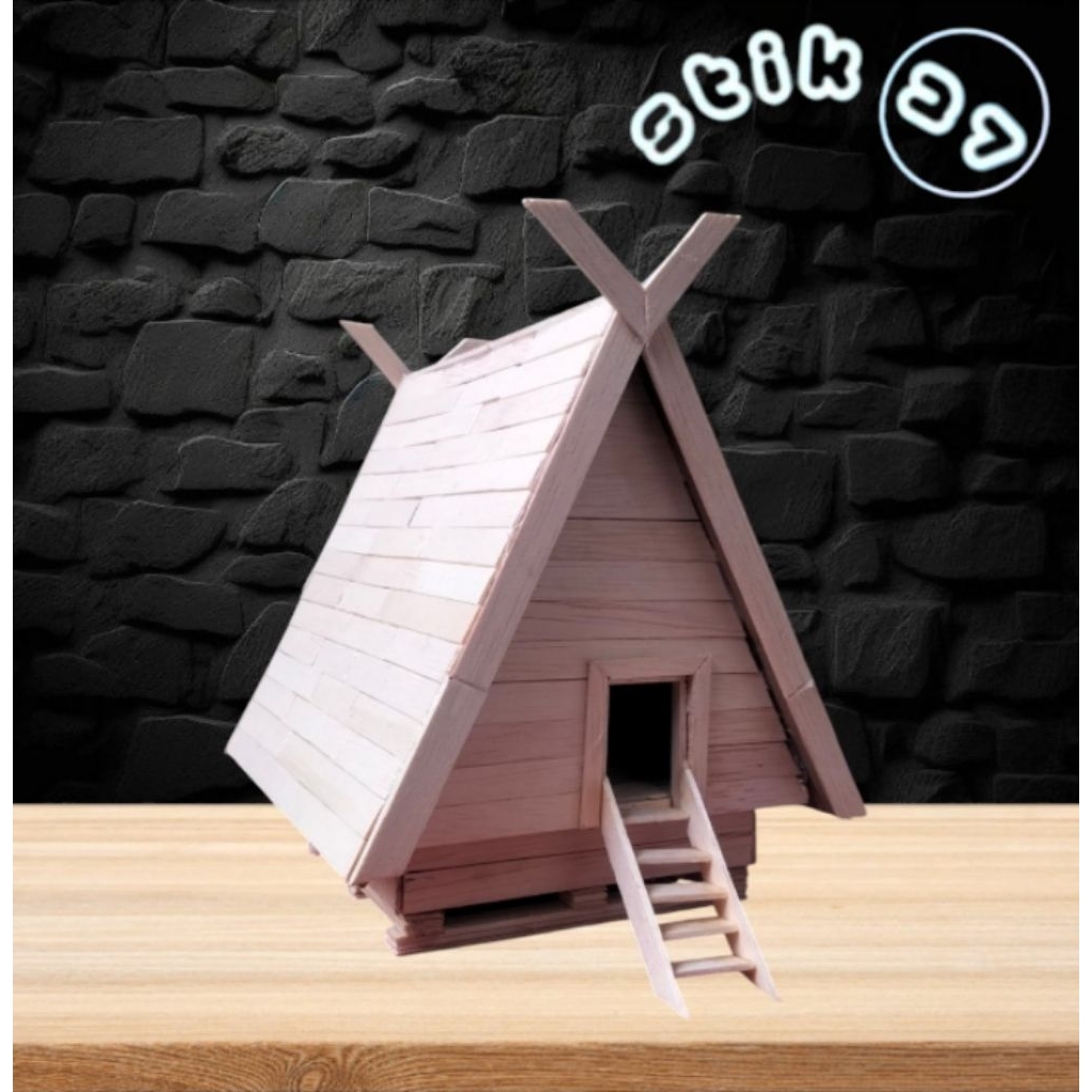 MINIATUR RUMAH ADAT TAMBI SULAWESI TENGAH Prakarya Kerajinan Tangan dari stik es krim